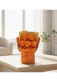 Resim Sevimli Peluş Ayıcık Buketi Özel Tasarım Sevgiliye,arkadaş Hediyelik Turuncu 