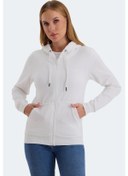 Resim Slazenger Katya Kadın Fermuarlı Kapüşonlu Cepli Beyaz Sweatshirt Beyaz 