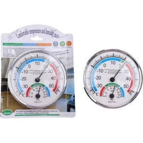 Resim Gaman Sıcaklık Nem Ölçer Higrometre Termometre 2ın1 Nikelajlı Tasarım Asılabilir Veya Masa Üstü 