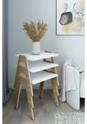 Resim Azra - 3 Lü Zigon Sehpa Takımı Atlantik Çam -modern Ve Fonksiyonel / Orta Sehpa / Dekoratif Beyaz 