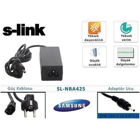 Resim S-Link Sl-Nba425 40W 19V 2.1A 3.0x1.1 Samsung Uyumlu Standart Adaptör 