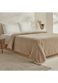 Resim Raunda Tek Kişilik Wellsoft Battaniye Ekru Beyaz 