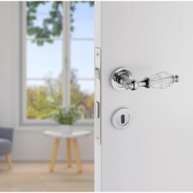 Resim Koldoor Topkapı Kristal Krom Rozetli Wc Kapı Kolu 