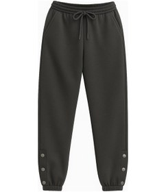 Resim İki İplik Çıtçıt Detaylı Jogger Eşofman Altı Füme 