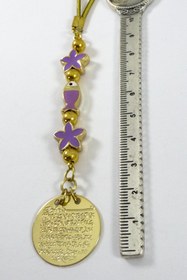 Resim biuti Lila Çiçek Balıklı Metal Ayetel Kürsi Altın Renkli Araba Dikiz Ayna Süsü 