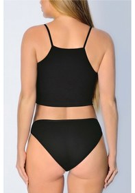 Resim Pamuk Ribana Düz Bikini Siyah 