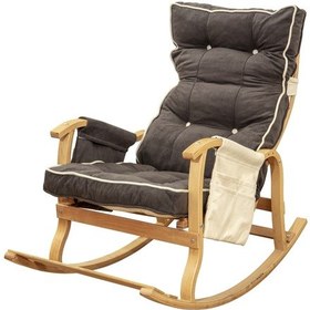 Resim Evoke Lüx Ahşap Çift Minderli Çift Cepli Sallanan Sandalye Antrasit-krem Antrasit - Krem 