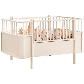 Resim Mdf Beşik, Krem Dünya Büyüyen Beşik 80x130 - Krem Dünya Karyola 80x190 Beyaz 