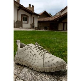 Resim Mammamia D25YA-145 Bej Sneaker Deri Tam Ortopedik Casual Günlük Kadın Ayakkabı 