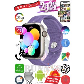 Resim Samsung Galaxy A21 Uyumlu Akıllı Saat Watch 9 MAX+2024 45MM Kordon Hediyeli Amoled Ekran 