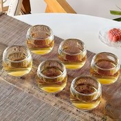 Resim 1 Set 6 Adet, Kung Fu Çayı, Yaz & Kış İçecekleri ve Ev Dekoru için Mükemmel olan 3.21oz Kurşunsuz Kristal Cam Bardaklar 