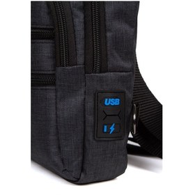 Resim Newish Polo Keten Kumaş Usb Kulaklık Çıkışlı Fermuarlı Göğüs Ve Omuz Çantası New122 - Siyah - Sarı 