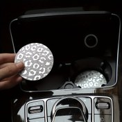 Resim 2'li Parlak Blingbling Leopar Desenli Bardak Altlığı Seti, TPU, Araç İçi Aksesuarlar için 