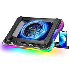 Resim GT100 Gaming Laptop Sogutucu 2200RPM, Rgb Işıklı, LED Display Notebook Soğutucu Stand 