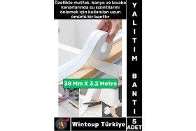 Resim Wintoup Dayanıklı Lavabo Kenar Küvet Pvc Su Sızdırmaz Yağ Küf Kir Önleyici Yalıtım Bantı 3.2 Metre 5 Adet 