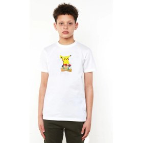 Resim Qivi Pokemon 4K Baskılı Unisex Çocuk Beyaz T-Shirt 