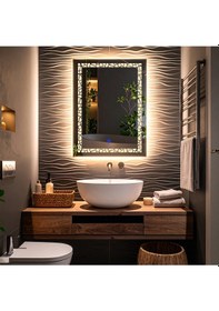 Resim Gleamira Vertical Günışığı Lazer Kumlamalı Lavabo & Banyo Aynası Dokunmatik Sensörlü 90x65 