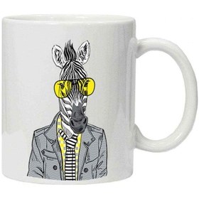 Resim Kupa Bardak Zebra Potikare Zebra Ceket ve Güneş Gözlüğü 