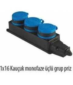 Resim Monofaze Kauçuk Grup Priz 3 Lü 