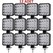 Resim 12 Adet 11x11 16 Led Kare Off Road Traktör Tir Kamyon Sis Fari Sis Lambasi Çalisma Lambasi Projektör 