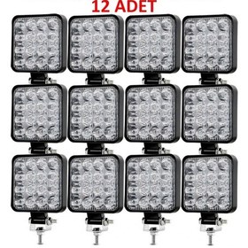 Resim 12 Adet 11x11 16 Led Kare Off Road Traktör Tir Kamyon Sis Fari Sis Lambasi Çalisma Lambasi Projektör 