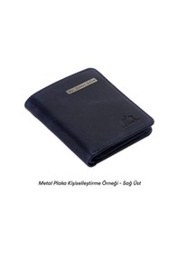 Resim Anı Yüzük Fonksiyonel Crazy Deri Klasik Erkek Cüzdan Mavi Bordo 