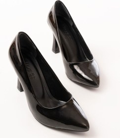 Resim Aymood ST-001 Siyah Rugan Günlük 9 cm Topuklu Stiletto Ayakkabı 