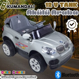 Resim Kumandalı BMW Akülü Araba Gri - Kumandalı 12 Volt Tek Kişilik Akülü Araba Akülü JEEP - TX5 Sport Akülü Araba 
