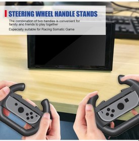 Resim Geekyou Nintendo Switch Joy-con İçin 2'li Kolu, Direksiyon Desenli, Ergonomik, Lastik Kaymaz Dizaynı, Siyah-siyah Paket 