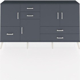 Resim Arges Konsol 4 Raflı 5 Çekmeceli 4 Kapaklı 176x30x99 Antrasit-antrasit Antrasit - Antrasit 