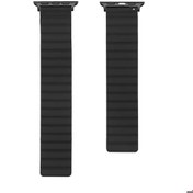 Resim Apple Watch 44mm Uyumlu Kordon Suni Deri Yumuşak Soft Yüzey KRD-52 Kayış Siyah 