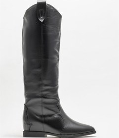 Resim Elle Shoes Siyah Deri Kadın Western Çizme 