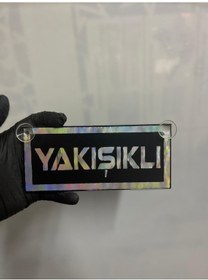 Resim Siyah Renk Üzeri Hologram Renk Yakışıklı Yazılı Vantuzlu Cam Süsü 