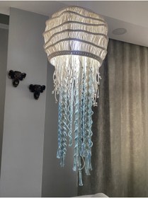 Resim SuMavisi Makrome DenizAnası Avize / Elyapımı / Sarkıt / Lambader Başlığı 