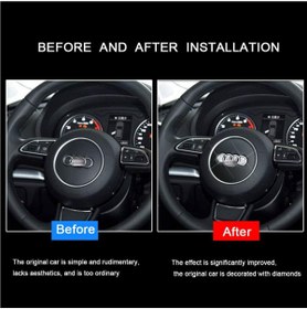 Resim idealaksesuar Audi Taşlı Direksiyon Logosu Kristal Audi Stone Steering Wheel Logo Crystal Arma İç Logo 4 Parça 