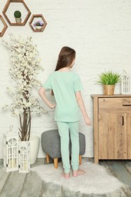 Resim Semm Mix Papatyalı Su Yeşili Çocuk Pijama Takımı 