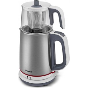 Resim Royaltea 1751H Cam Demlikli Inox Beyaz Çay Makinesi 