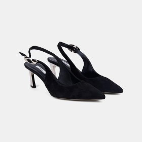 Resim Desa Kadın Siyah Slingback Sivri Burunlu Süet Stiletto 