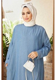 Resim 6394-Tensel Standart Salaş Tunik Mavi 