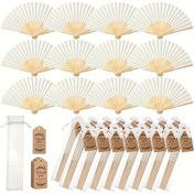 Resim 8/16/32 Parça/Set, Hediye Çantaları ile Beyaz Ahşap Katlanır Yelpaze Seti, Teşekkür Kartları Dahil, Gelinlik Bambu Elde Taşınabilir Katlanır Yelpaze, Bekarlığa Veda Partisi Düğün Dekorasyonu, Nedime Yelpazelere Özel, Parti Fotoğraf Aksesuarı, İdeal Partiler ve Etkinlikler İçin, Yazlık Kadın Aksesuarları, Mükemmel Düğün Hediyeleri 
