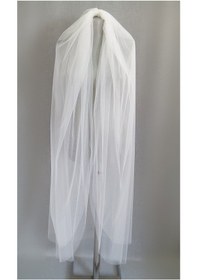 Resim Suzanna Moda Beyaz Kenarı Düz Taraklı 1mt 50cm Boy Hayal Tül Çift Kat Gelin Duvağı Kırık Beyaz 