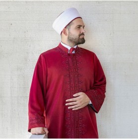 Resim İkranur Lüks Taberi İmam Cübbe Bordo 
