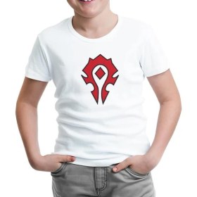 Resim Lord T-Shirt LordT-Shirt T-Shirt World Of Warcraft - Horde Beyaz Çocuk Tshirt 