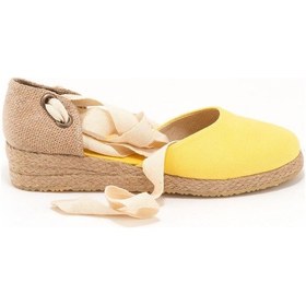 Resim Star Tombis Gerçek Elişi Hasır Jüt Bileğe Bağlı Ipli Günlük Kadın Espadril Handmade Sarı 