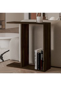 Resim Lotus Modern Yan Sehpa Kitaplıklı Ve Dekoratif Tasarım Ceviz 