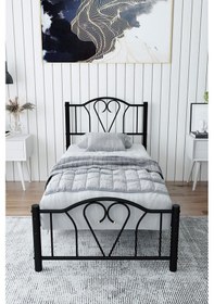 Resim Argimo Orkide Tek Kişilik Ferforje Siyah Metal Karyola 100x200 