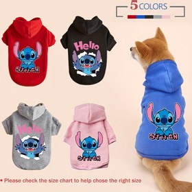 Resim Stitch Kostümü - Resmi Stitch Kapüşonlu Sweatshirt Ceket, Yumuşak Polar Köpek Montu ve Stitch Yüz Desenli, Çamaşır Makinesinde Yıkanabilir Chihuahua, Shiba Inu, İngiliz Teriyerler için Sonbaharlık Giysiler - Sevimli Doğum Günü Partisi Kıyafeti (Resmi Ürün) - Stitch Hayranları İçin Mükemmel Hediye 