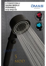 Resim 5 Fonksiyonlu Sauna Modlu Pervaneli Mat Siyah Duş Başliği,Siyah 