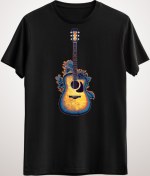 Resim GreenMint Unisex Siyah Folk Gitar Guitar 