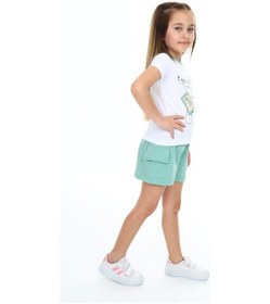 Resim Toontoy Kids Toontoy Kız Çocuk Mucıs Makes Me Happy Baskılı Şortlu Takım Yeşil 
